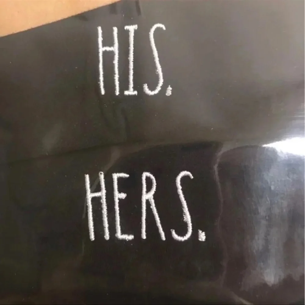 New! Rae dunn His and Hers black face masks (2 in set)
